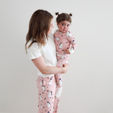 Rosa Pinguin-Pyjama-Set für Damen