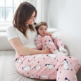 Rosa Pinguin-Pyjama-Set für Damen