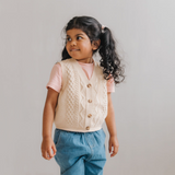 Gestrickte Baumwollweste Beige