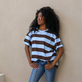 Oversized Breastfeeding Tee Blue and Brown