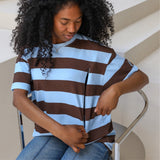 Oversized Breastfeeding Tee Blue and Brown