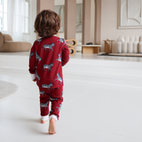 PJ-Set für Kinder Zebra Dunkelrot