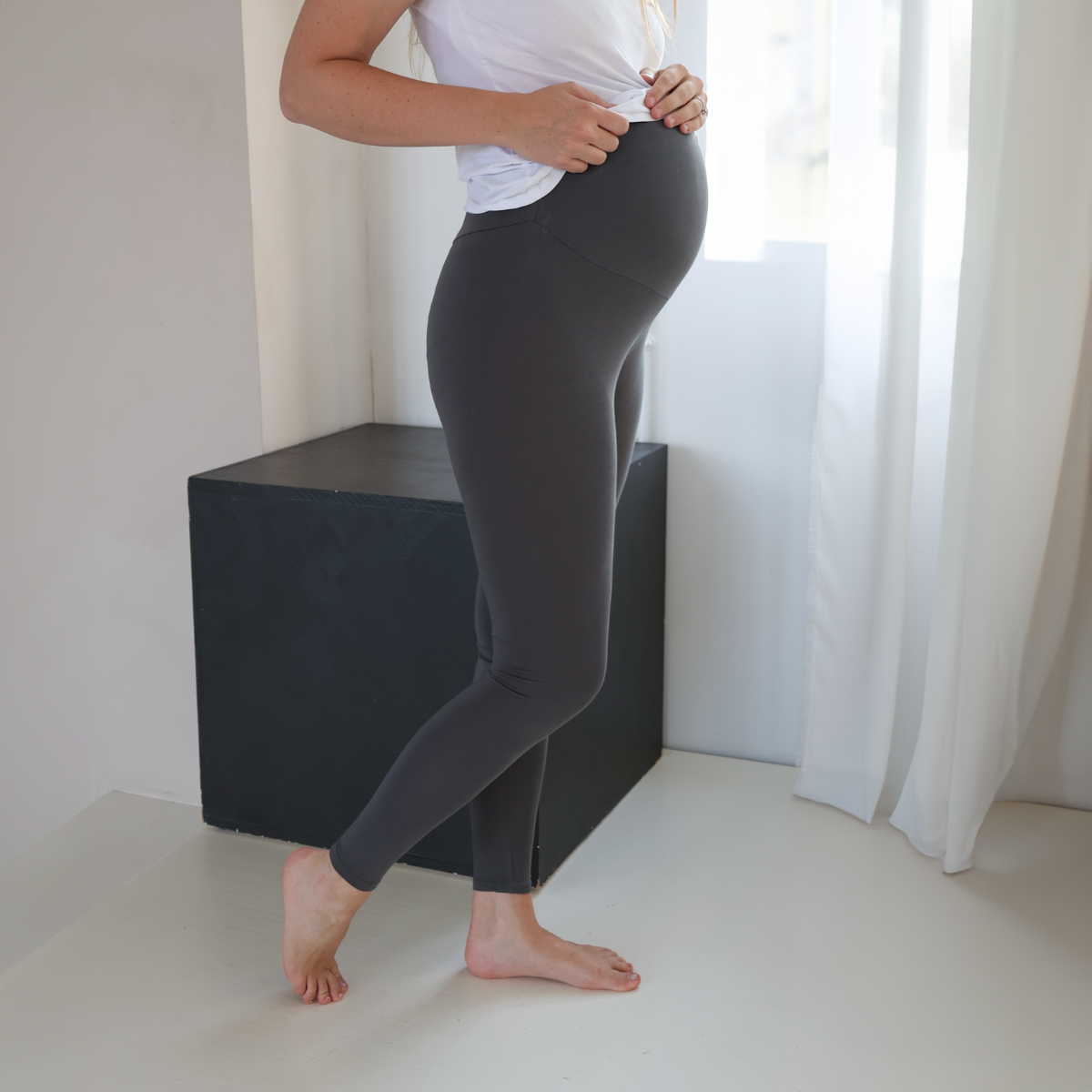 Bamboo Maternity Leggings - Grey