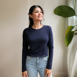 Still-T-Shirt mit langen Ärmeln Marineblau